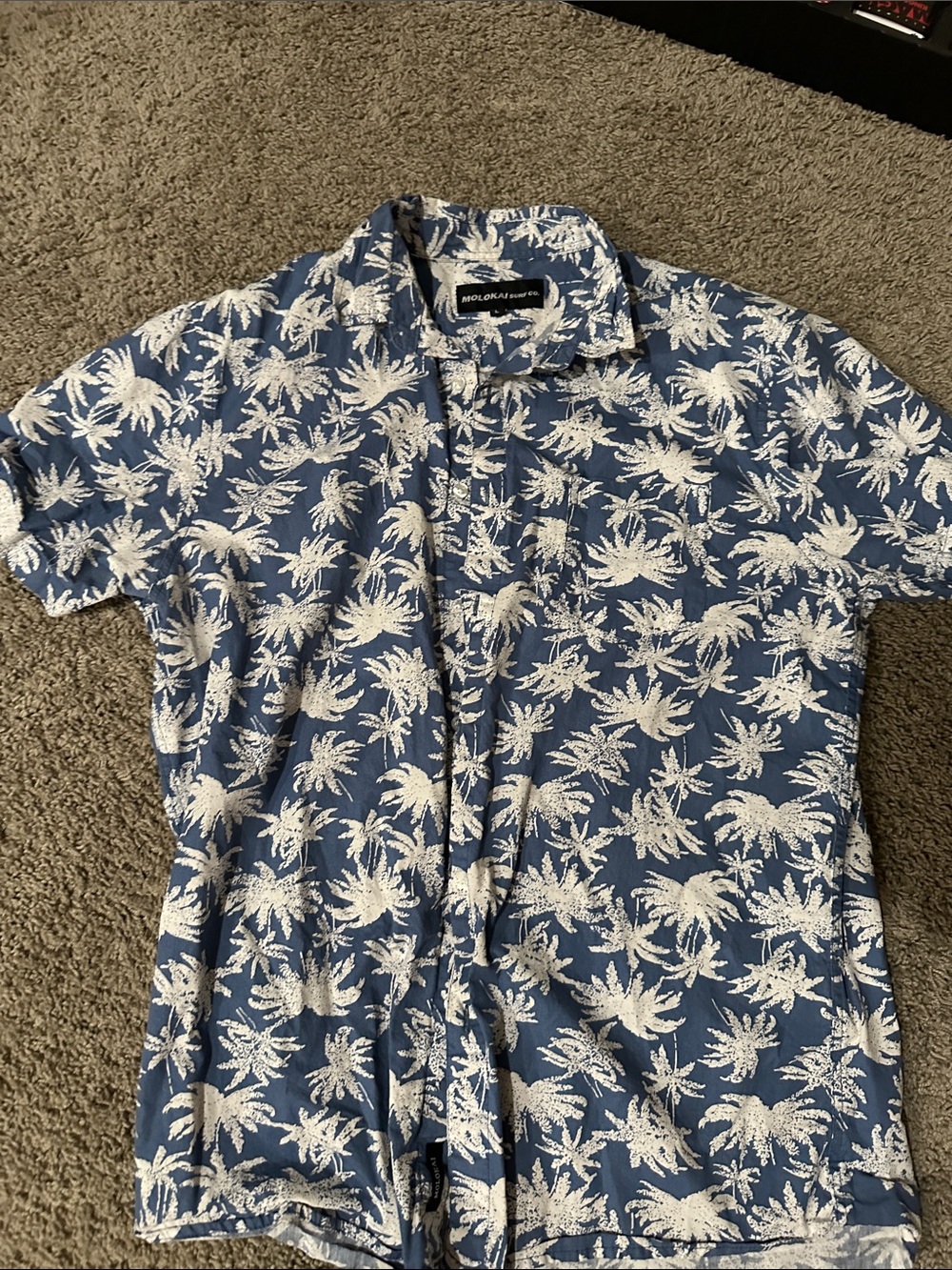 Lokai Navy Blue Short-Sleeve Palm Print Button-Down Shirt